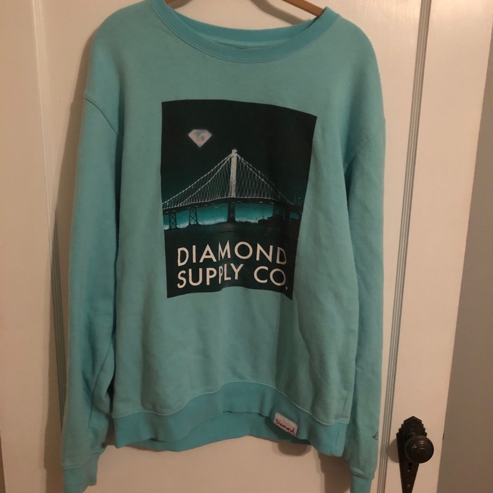 Men’s Diamond Crewneck Sweatshirt Size M Teal